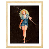 Happy Pinup Girl With A Fishing Stick thumbnail