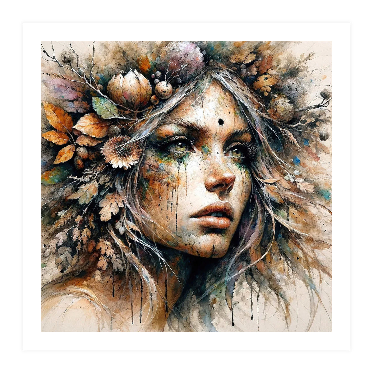 Harvest Crown Druid Woman Portrait (Print Only)