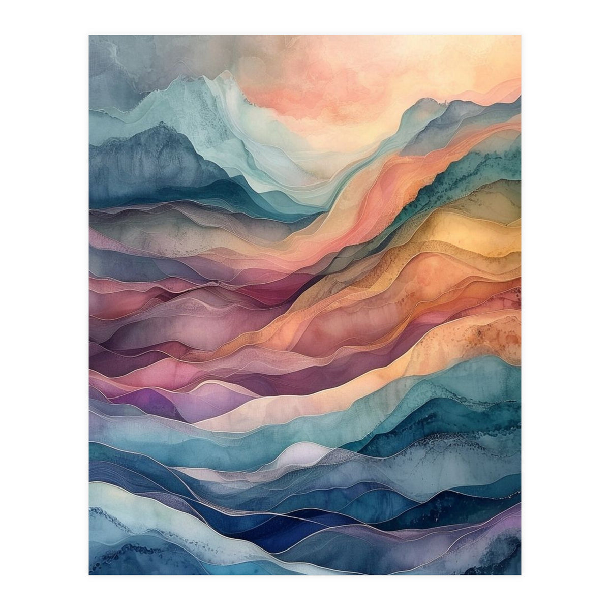 Abstract Fluid Mountain Landscape Art (Print Only)