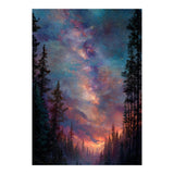 Magical Milky Way Night Sky over Pine Forest Silhouette Art (Print Only) thumbnail