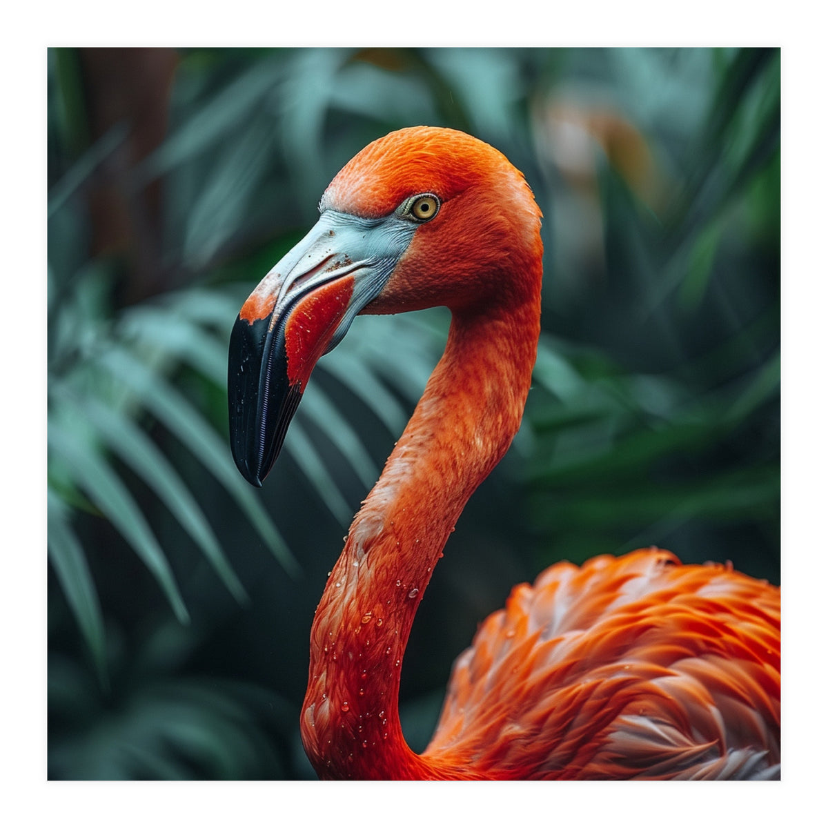 Close Up Of A Vibrant Orange Flamingo Bird (Print Only)