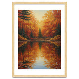 Golden Autumn Reflection: Impasto Forest Landscape thumbnail