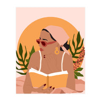 Bohemian Summer, Modern Boho Girl Reader, Books Read Self Care Self Love, Travel Hippie Nomad Black Woman (Print Only)