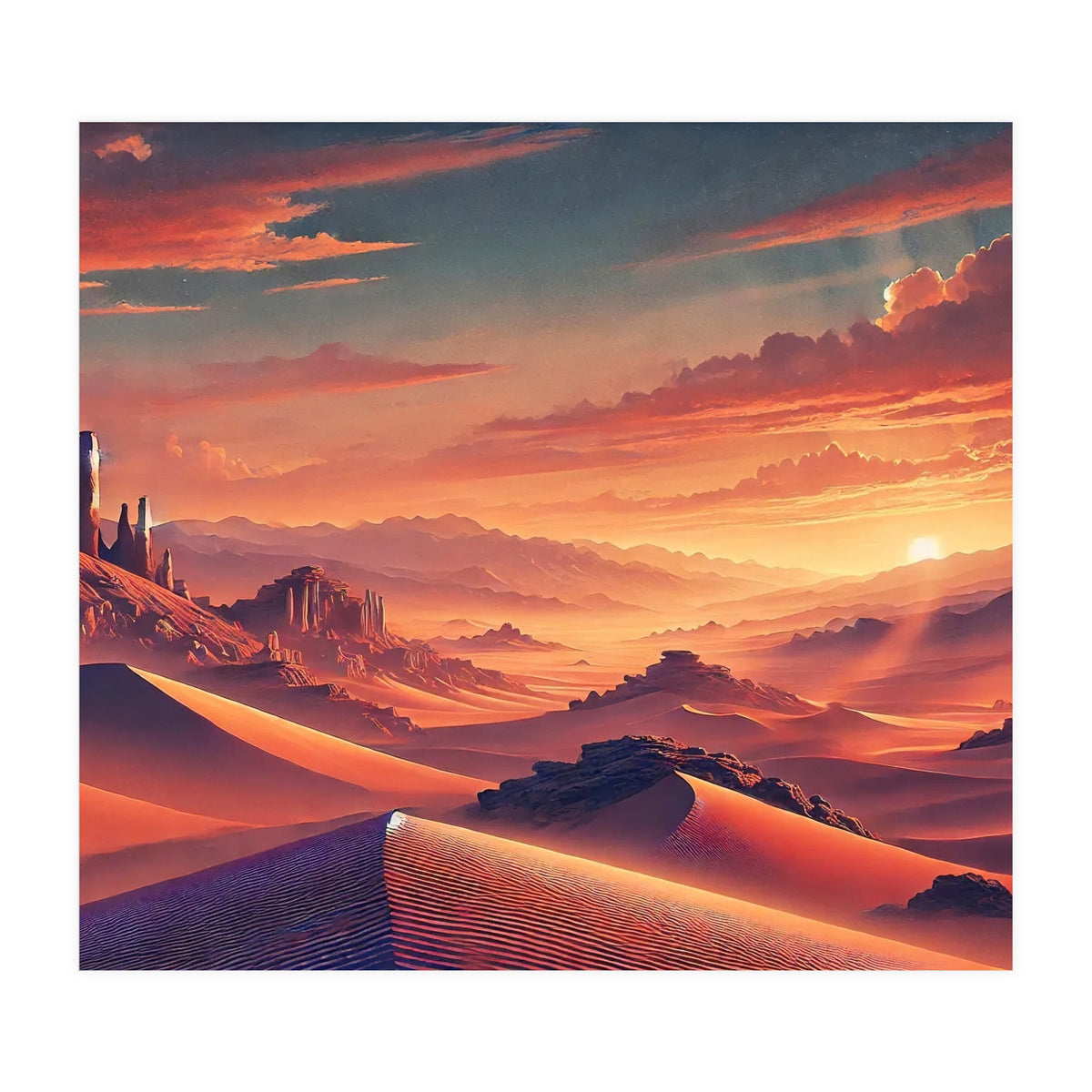 Vintage Chile, Atacama Desert Sunset Poster (Print Only)