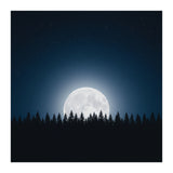 Midnight Serenity: Full Moon Over Forest Silhouettes (Print Only) thumbnail