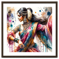 Hindu Woman Dancer With Jewelry And Sari