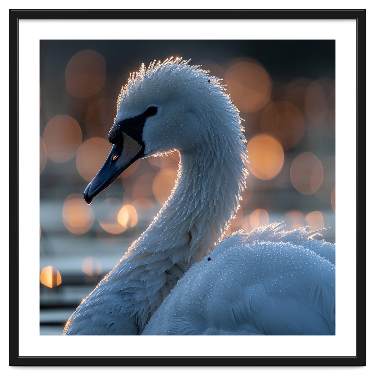 Close-up Shot of a Swan with Water Droplets