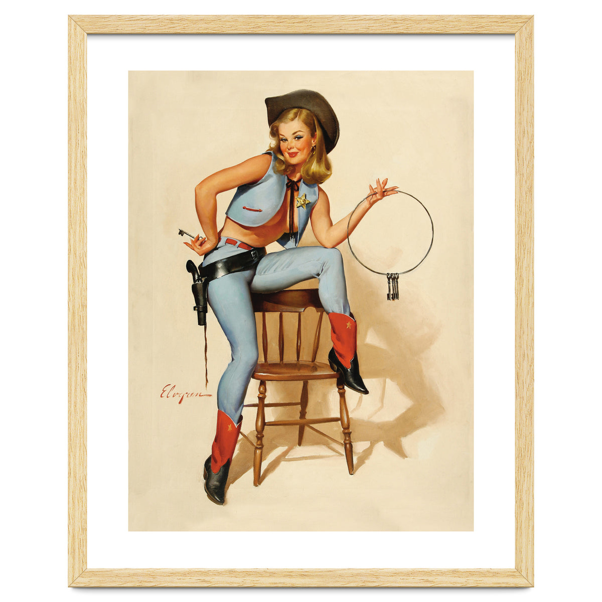 Pinup Cowgirl With A Key