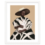 Woman In Stripes Holding A White Rabbit thumbnail