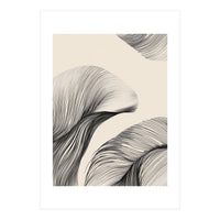 Black And White Flowing Lines Organic Shapes  (Print Only)