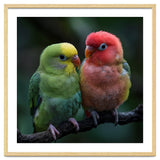 Two Lovebirds Sitting Together On A Branch thumbnail
