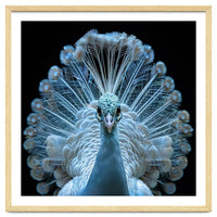Majestic White Peacock Displaying Its Feathers