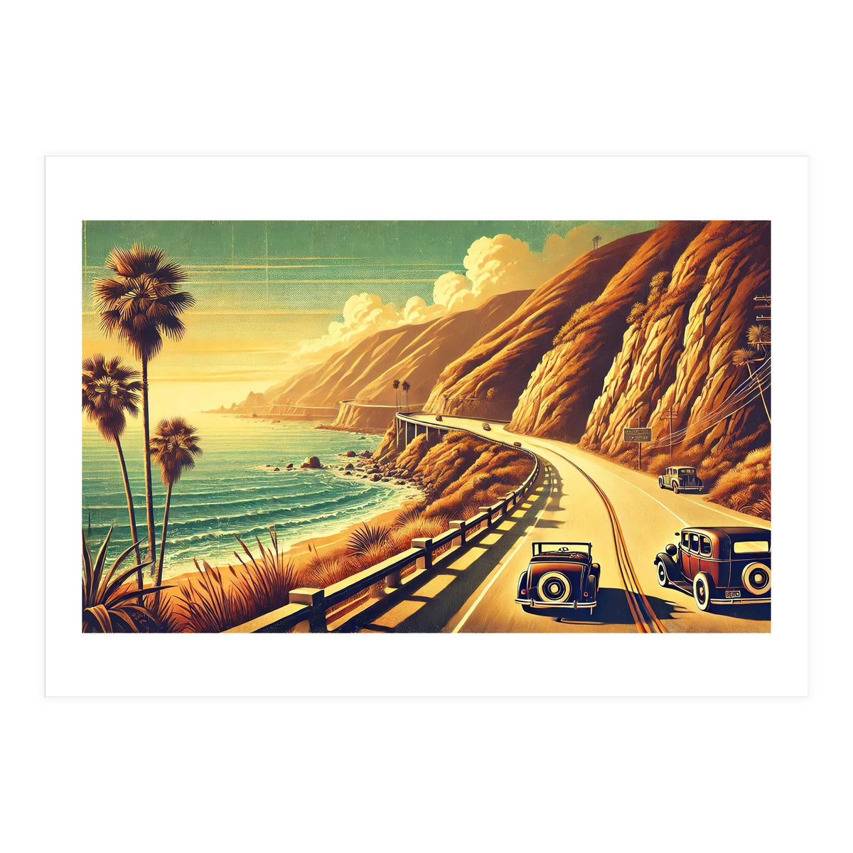 Vintage Coastal Road Journey Poster (Print Only)
