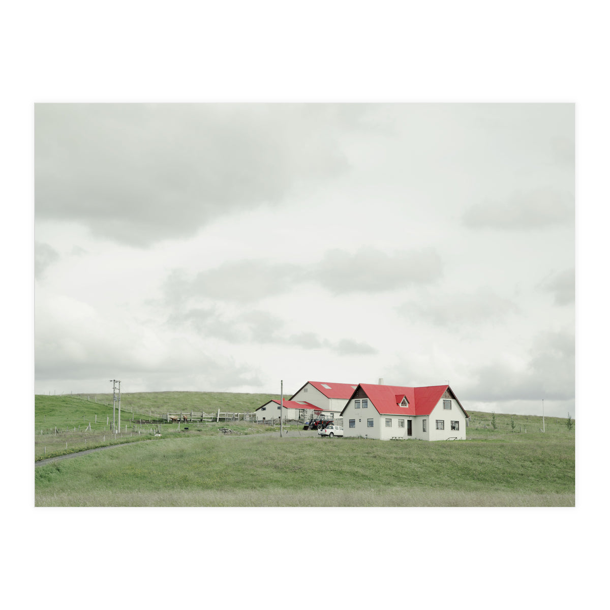 Red roof house on the green hill - Iceland (Print Only)