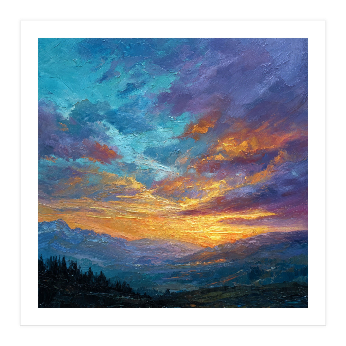 Ethereal Alpine Sunset Over Distant Peaks (Print Only)