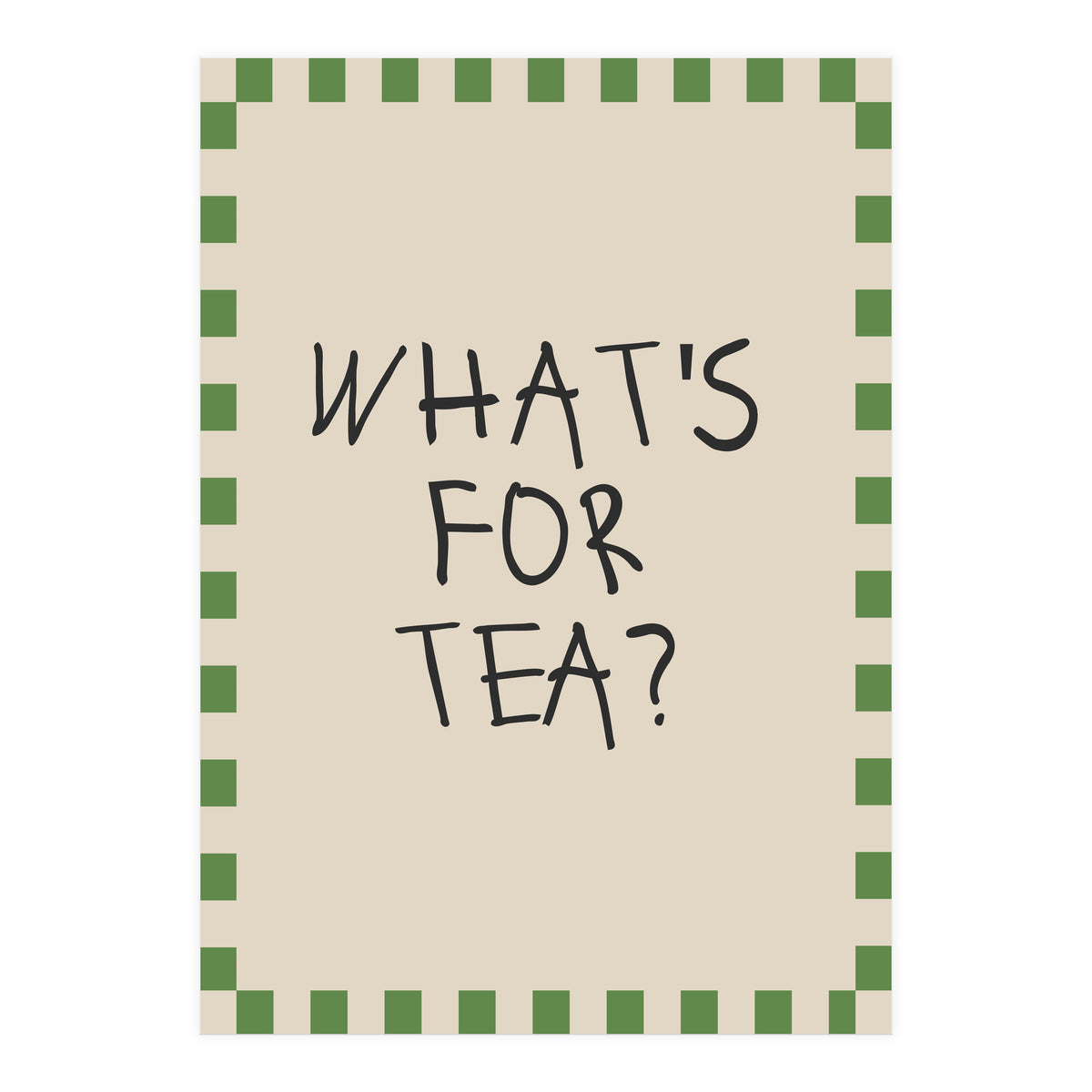 What’s For Tea, Cute Kitchen Quote Print, Playful Wall Art for Dining Spaces (Print Only)