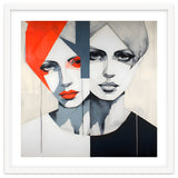 CHIC, Fashion in it's simplist form, two chic women head and shoulders portrait. thumbnail