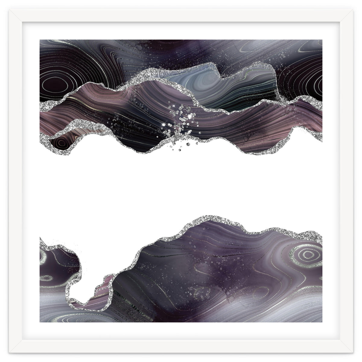 Black & Silver Glitter Agate Texture 07