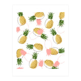 Pineapples & Pine Cones, Eclectic Tropical Nature Illustration, Quirky Fun Fruit Food Graphic Design (Print Only) thumbnail