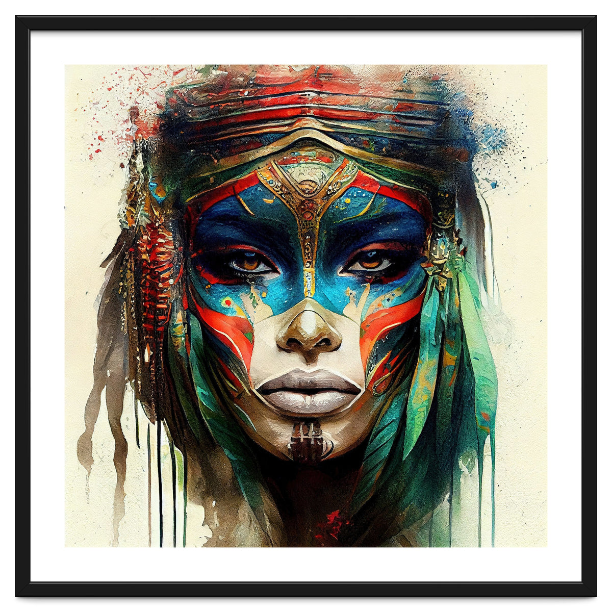 Turquoise Warrior Woman Portrait
