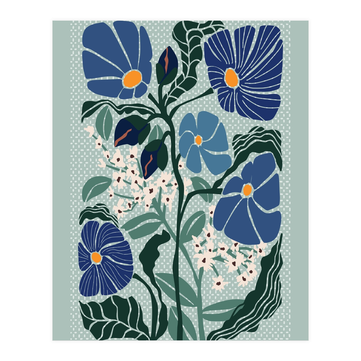 Klimt Flowers Light Blue (Print Only)
