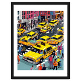New York Minute, Yellow Taxi Cab Manhattan Downtown Busy Street, Traffic People Buildings Times Square Eclectic Road Architecture thumbnail