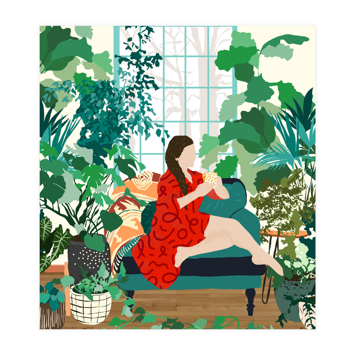 Introspection, Urban Jungle Bohemian Decor Plants, Self Care Plant Lady, Self Love Retrospection Analyse Positivity Mindset Fashion (Print Only)