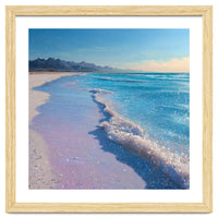 Sparkling Pastel Shoreline with Glittering Turquoise Waves
