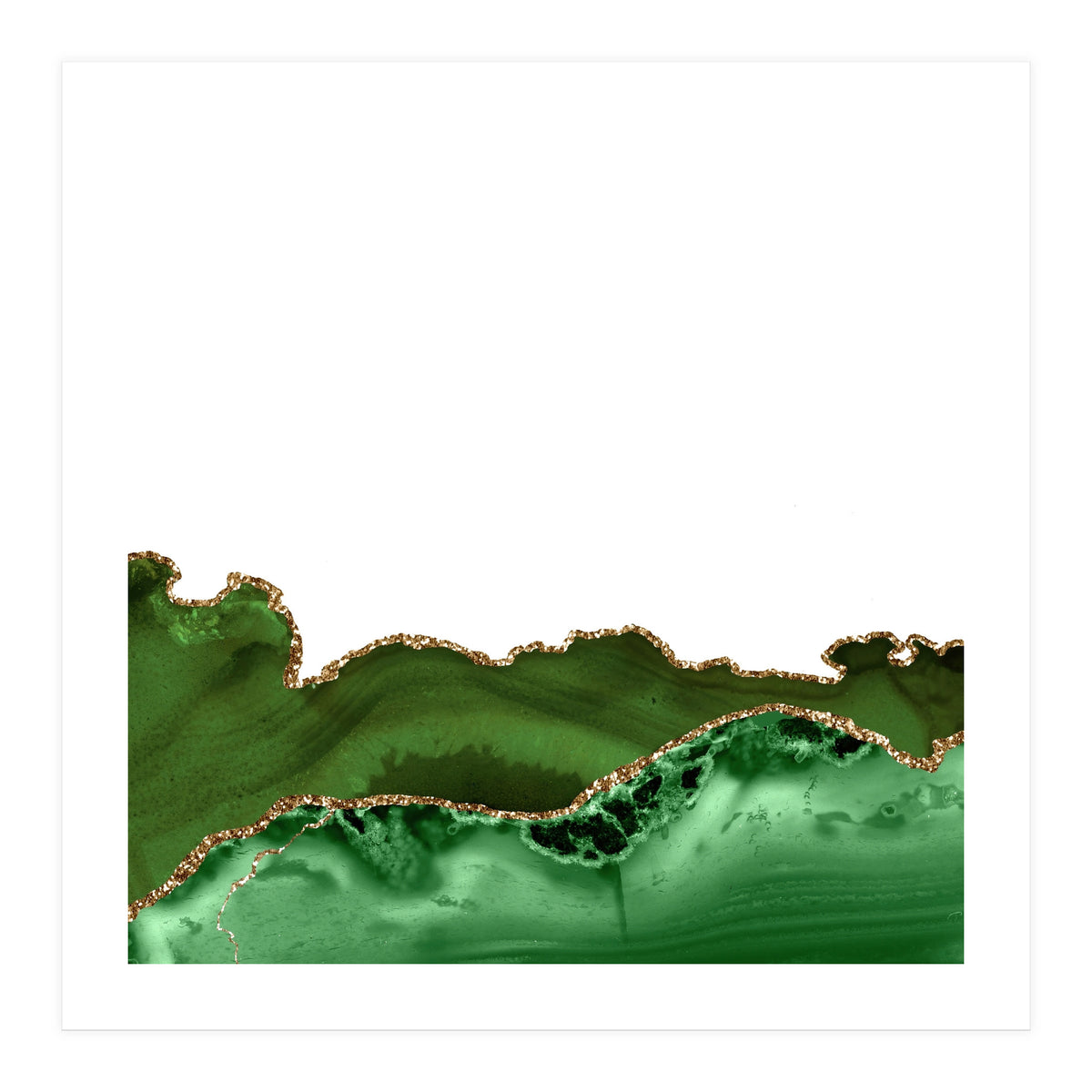 Green & Gold Agate Texture 30  (Print Only)