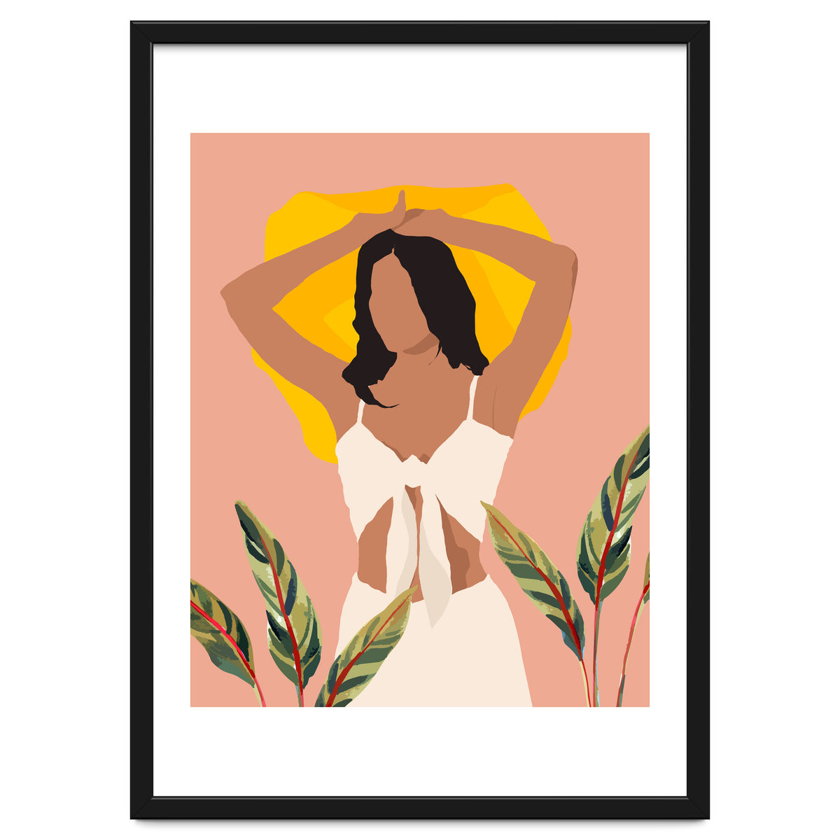 Fold Up The Sun & Take It Wherever You Go, Bohemian Woman Self Love Self Care Pastel , Plant Lady Tropical Boho Contemporary