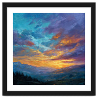 Ethereal Alpine Sunset Over Distant Peaks