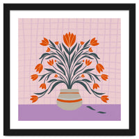 Tulips in a vase - orange and violet