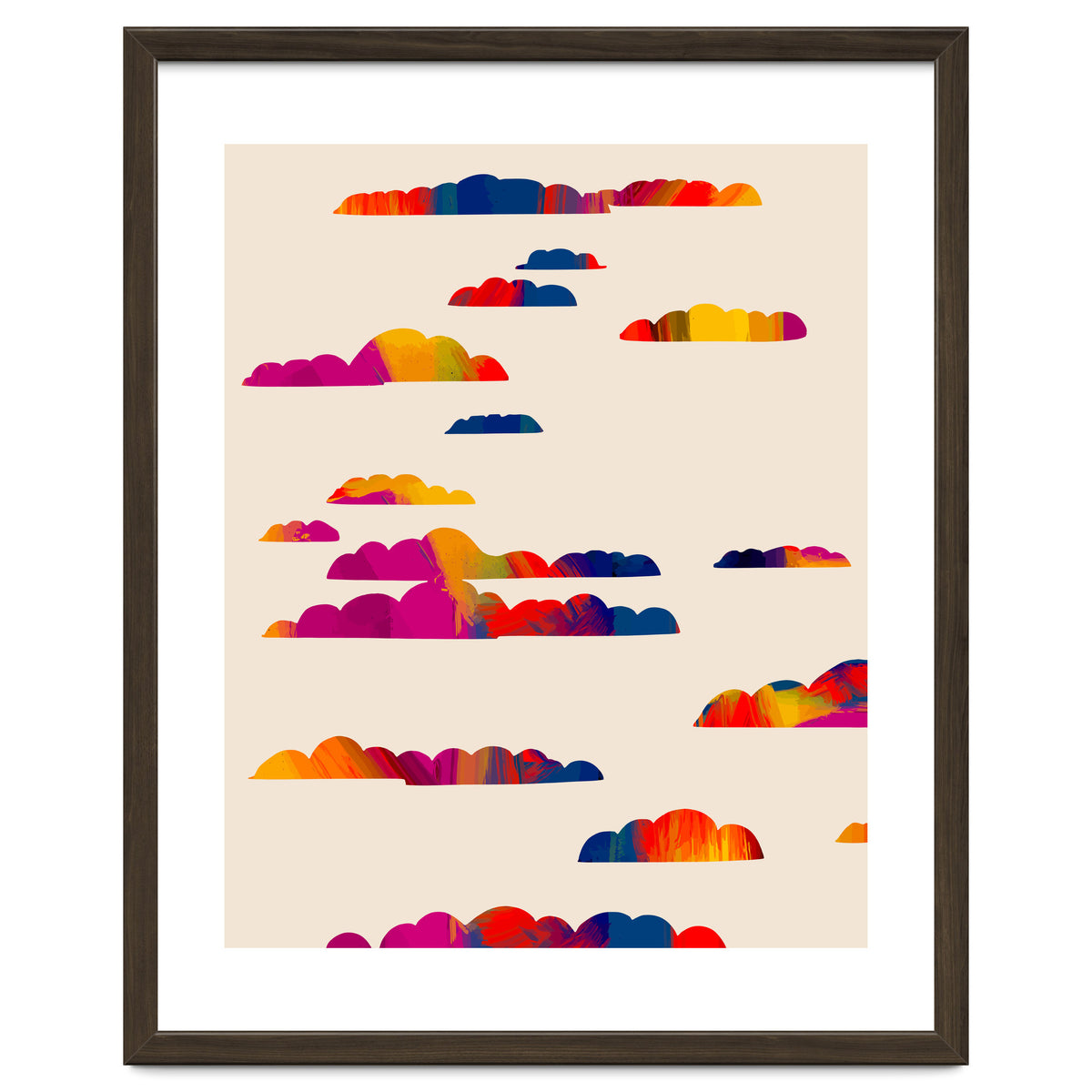 Totem Clouds, Colorful Sky Vibrant Eclectic Bohemian, Abstract Positivity Good Vibes Boho Contemporary Modern Painting