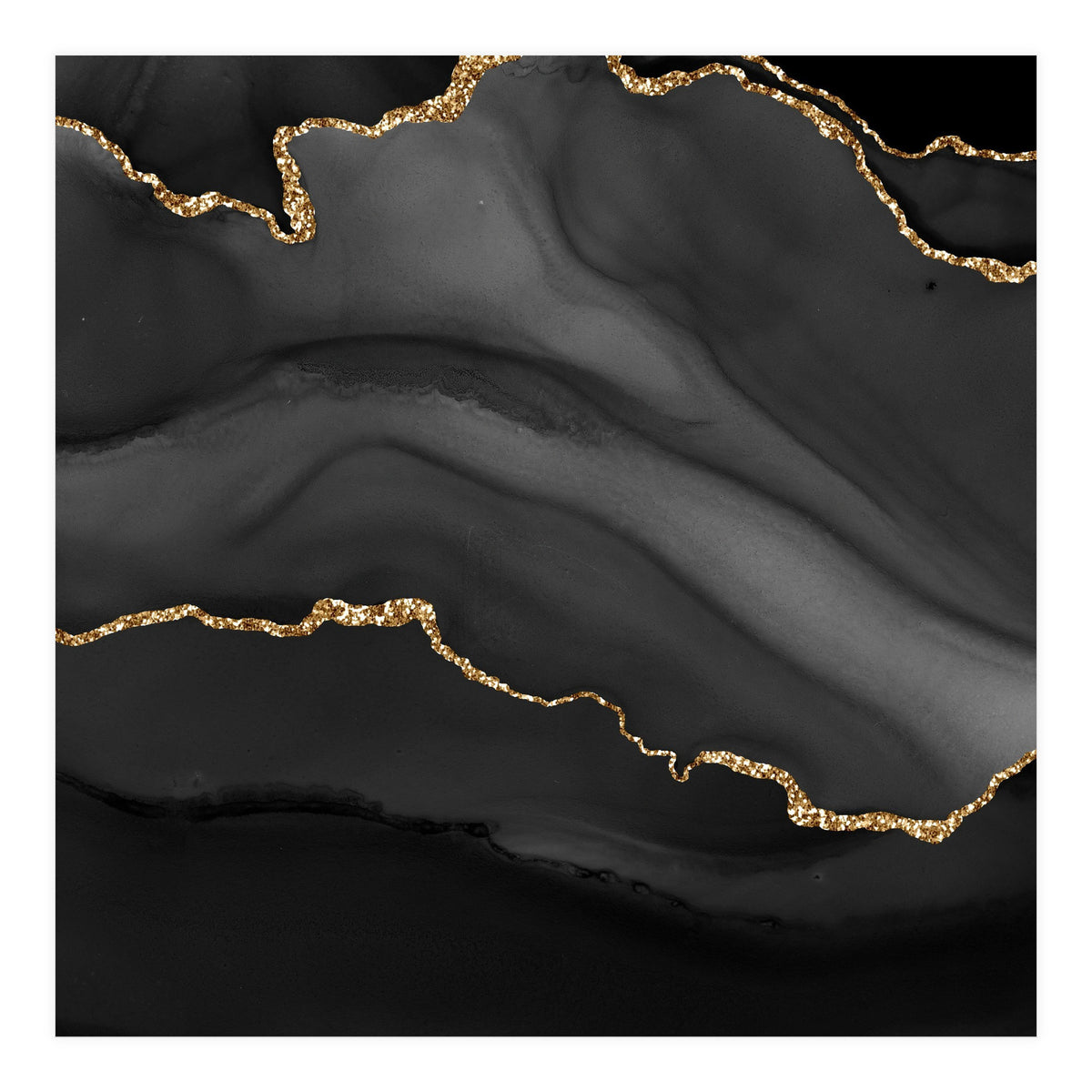 Black & Gold Agate Texture 01  (Print Only)