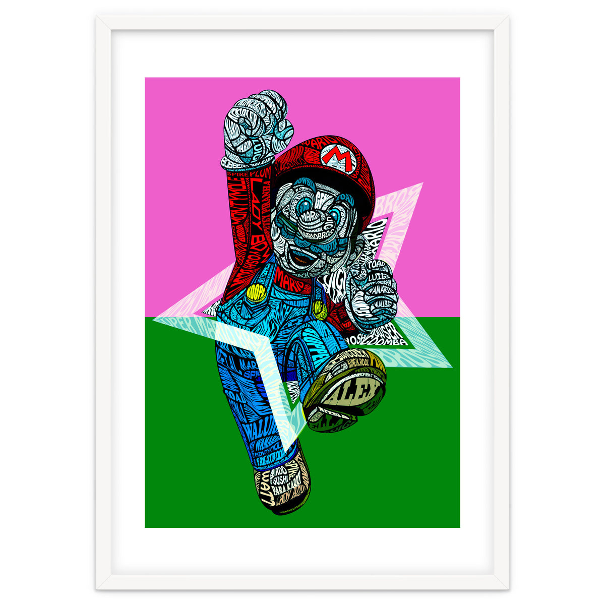 Mario Bross Typo Style Cartoon Pop Art