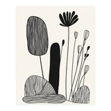Abstract Black And White Botanical Illustration With Organic Shapes (Print Only) thumbnail