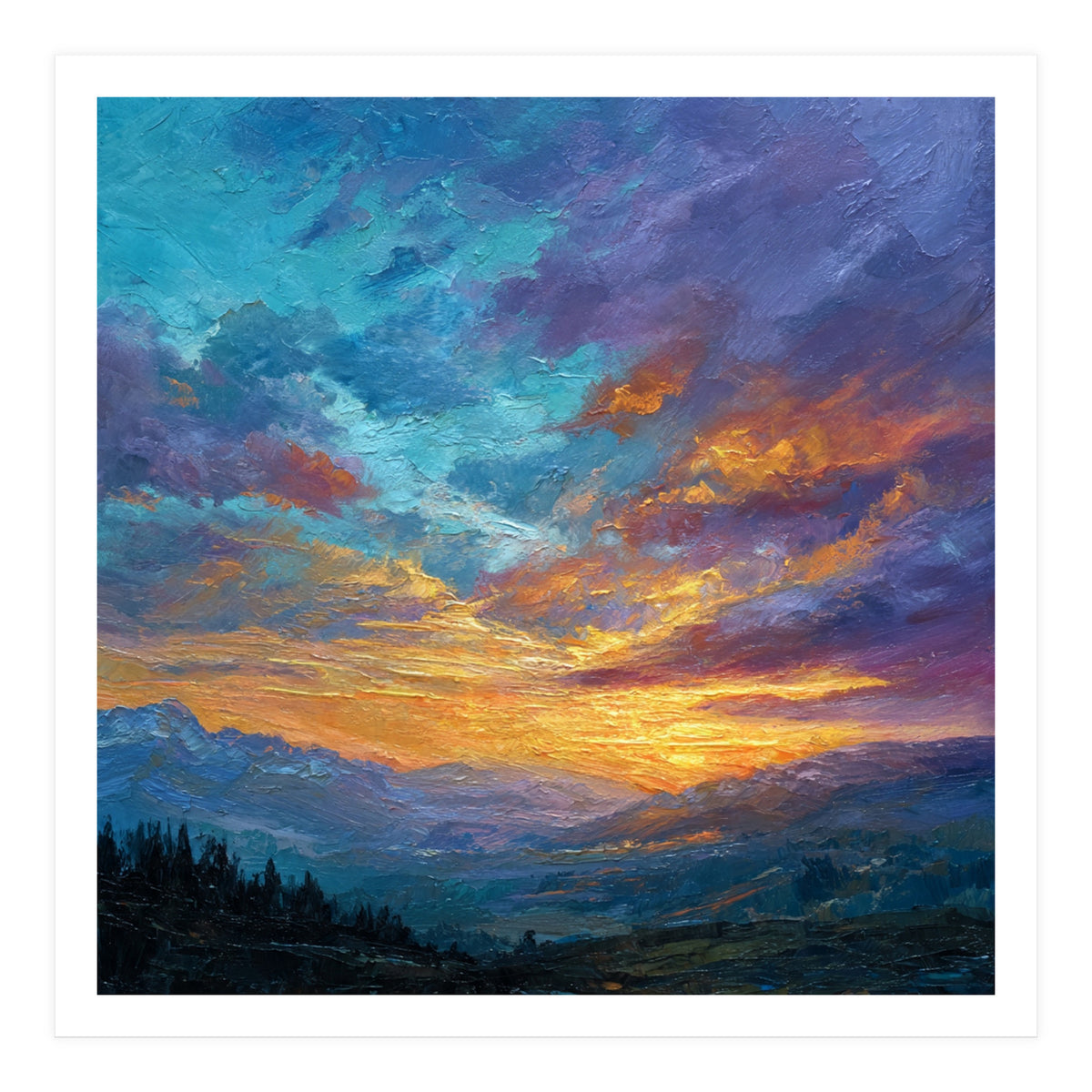 Ethereal Alpine Sunset Over Distant Peaks (Print Only)