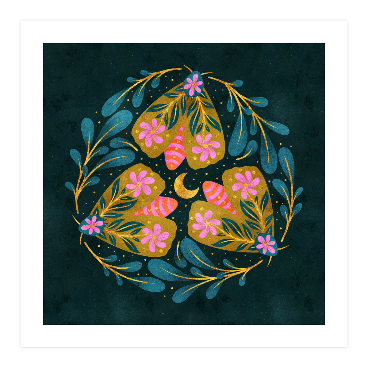 Floral Moths and Moon (Print Only)