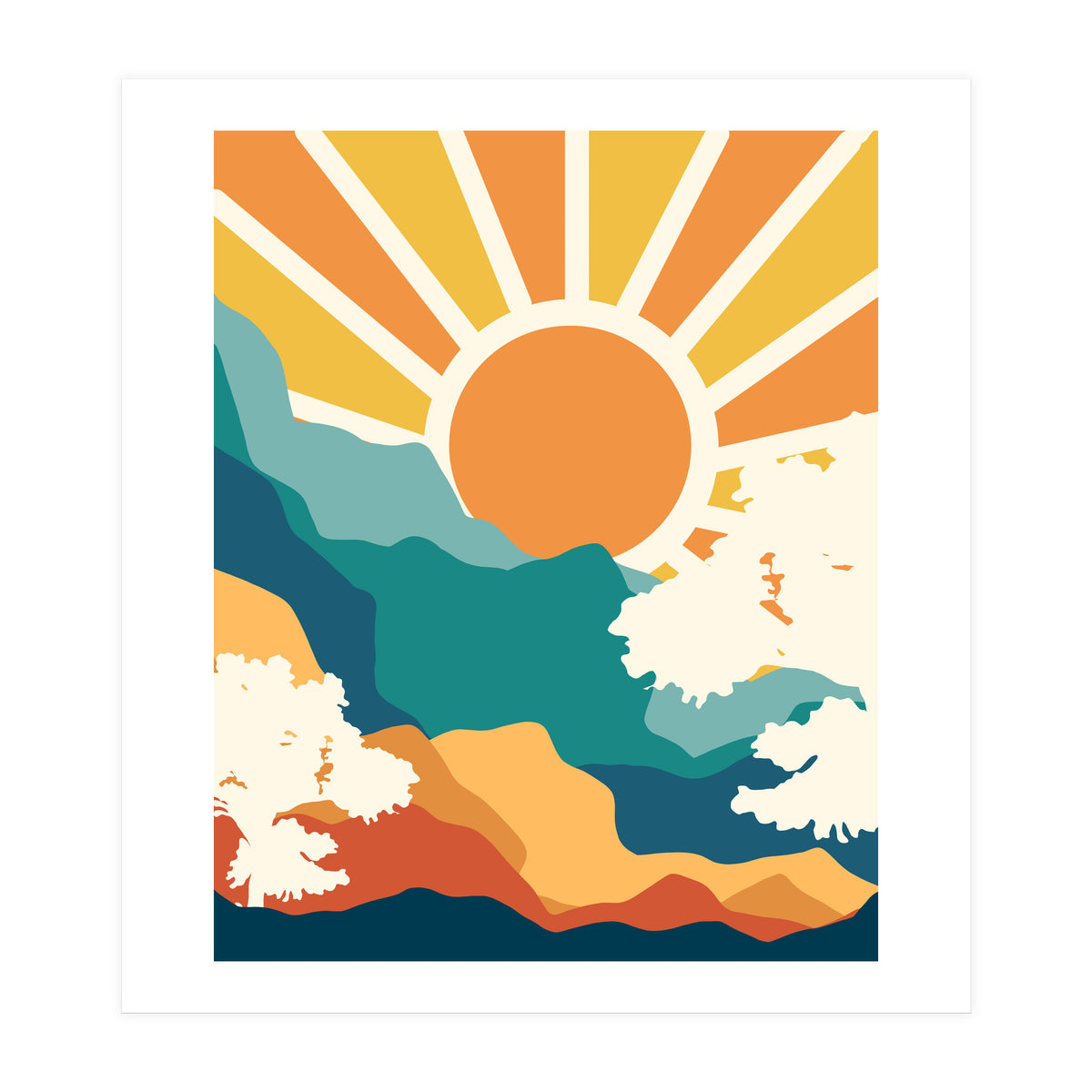 Sunrise Mindset, Positivity Optimism Self Love Self Care Growth, Nature Retro Eclectic Bohemian Peace Contemporary (Print Only)