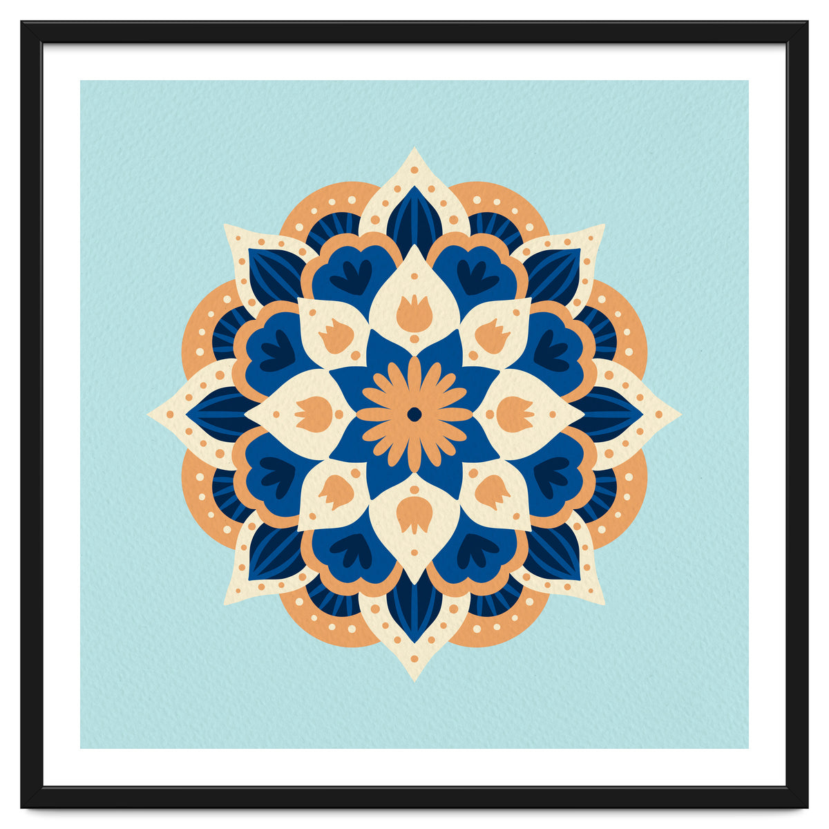 Mandala flower - orange and blue