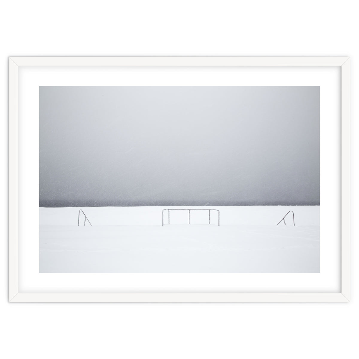 Stair railing covered by snow