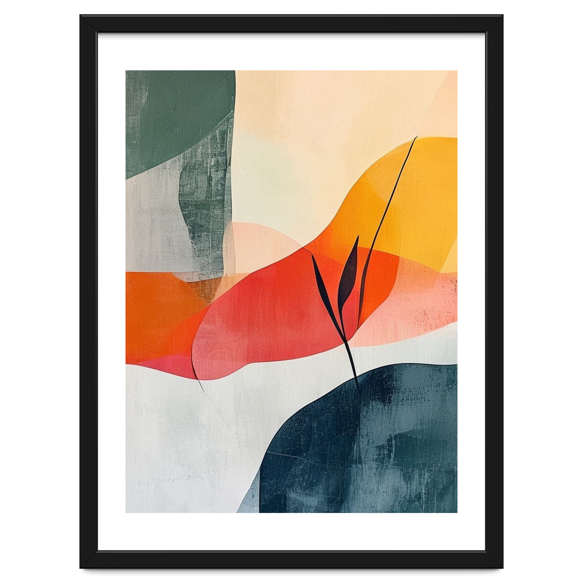 Minimalist Botanical Abstract Art with Organic Overlapping Shapes