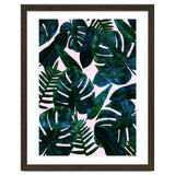 Tropical Nature Monstera Watercolor Painting, Botanical Jungle Dark Palm Illustration thumbnail