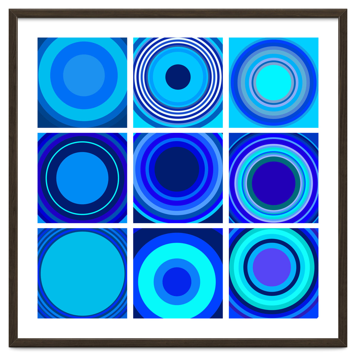 Circles & Rectangles Alt Blue 3 X 3: 3