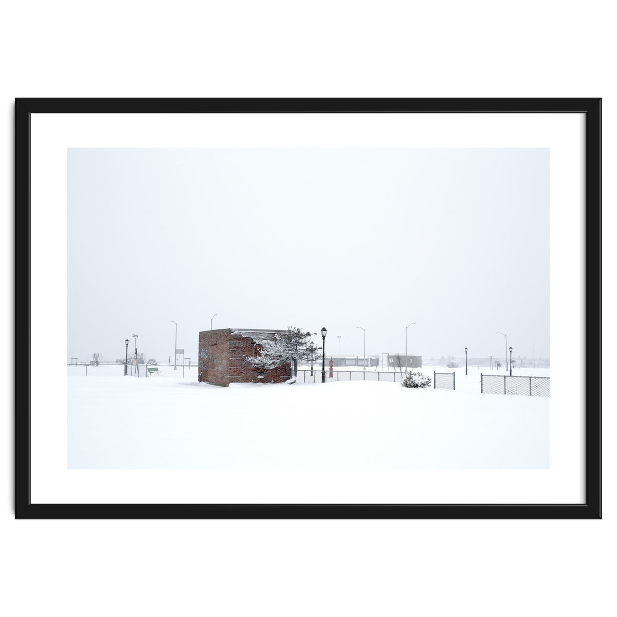 Barn in the winter snowscape