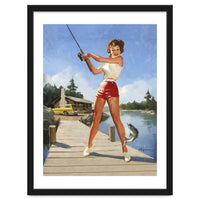 Pinup Fishing Girl With Her Catch