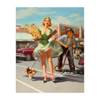 Funny Pin Up Shopping Girl (Print Only)