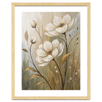 Elegant White Anemone Floral Oil Painting