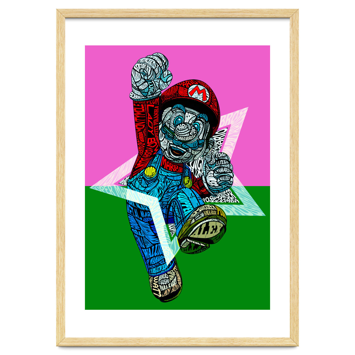 Mario Bross Typo Style Cartoon Pop Art