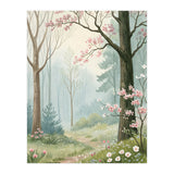 Enchanted Spring Woodland Path with Blooming Cherry Blossoms and Misty Pastel Forest Atmosphere (Print Only) thumbnail